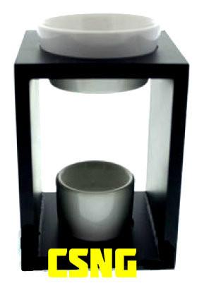Square Wooden & Ceramic - Black - Tealight Burner - Candles Soaps N Gifts