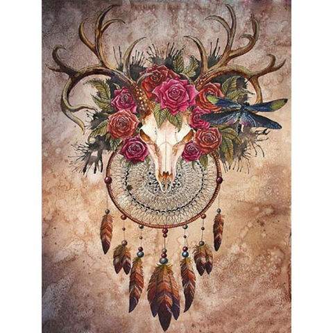 Dreamcatcher Bull Horn - Full Round - Diamond Painting
